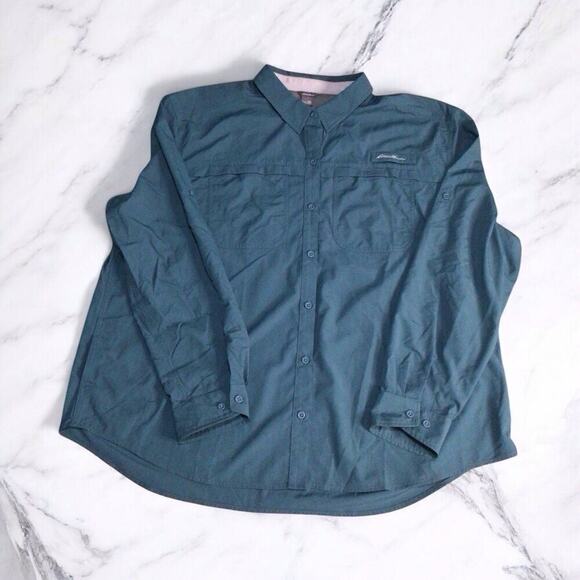 Eddie Bauer Women's Adventurer Pro Field Stream Shirt Long Sleeve 2XL Teal Green - Picture 1 of 9